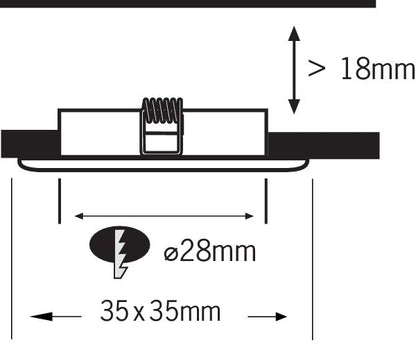 TIP NP Mini EBL LED eckig 5x0,5W 3,6VA 230/12V 35x35mm Eisen geb./ Metall