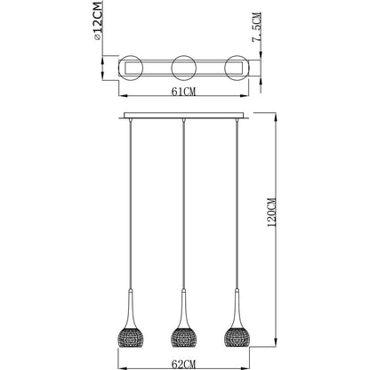 DEKOLIGHT 342113 Pendelleuchte silber 3xG9 max.28W 342113