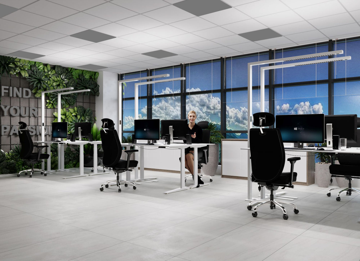 Deko-Light Office Three Standard, Motion, 80 W, DIM, 4000 K, weiß