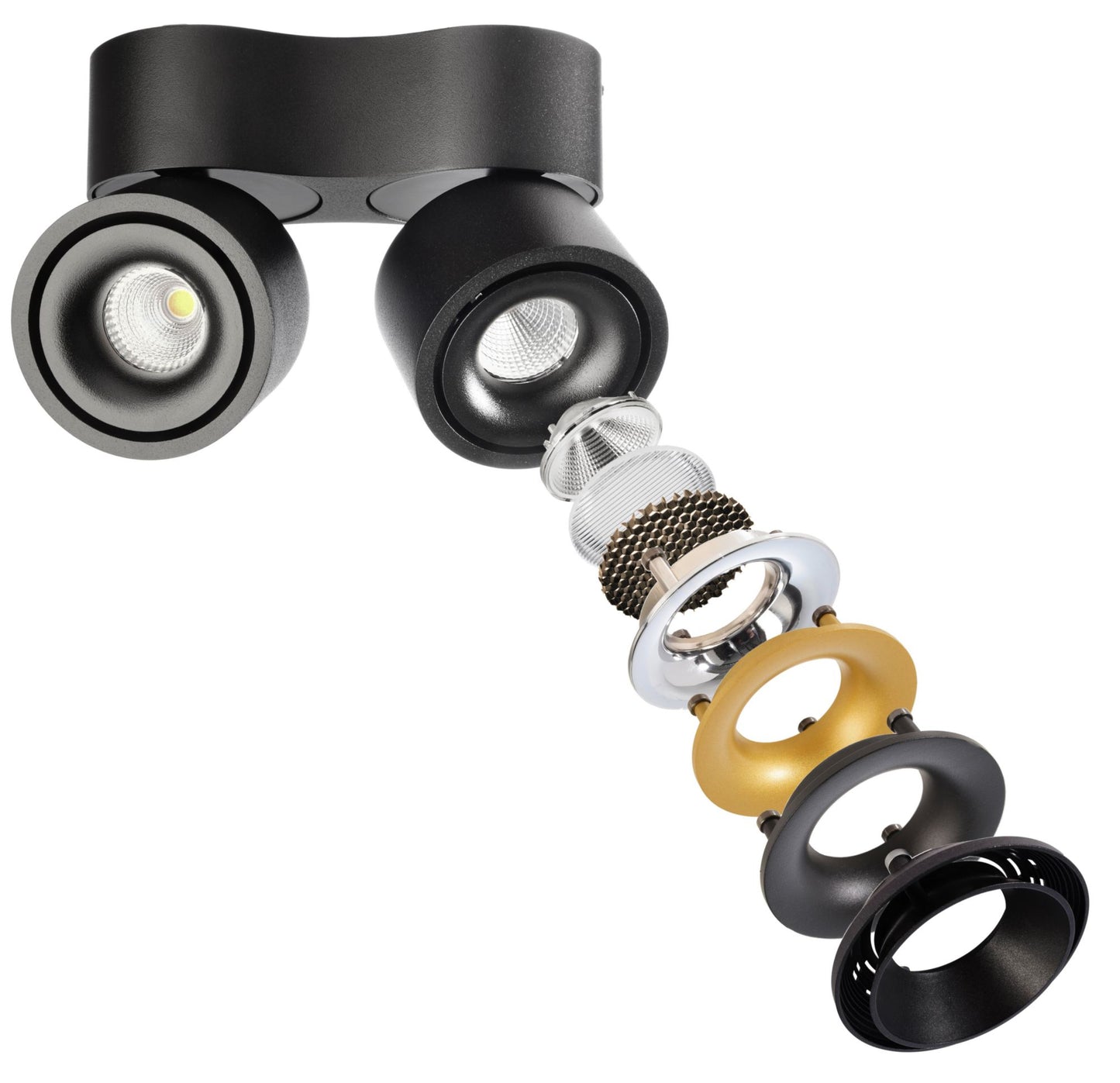 Deko-Light Uni 2 Mini Double Tilt, 15 W, DIM, 3000 K, Schwarz