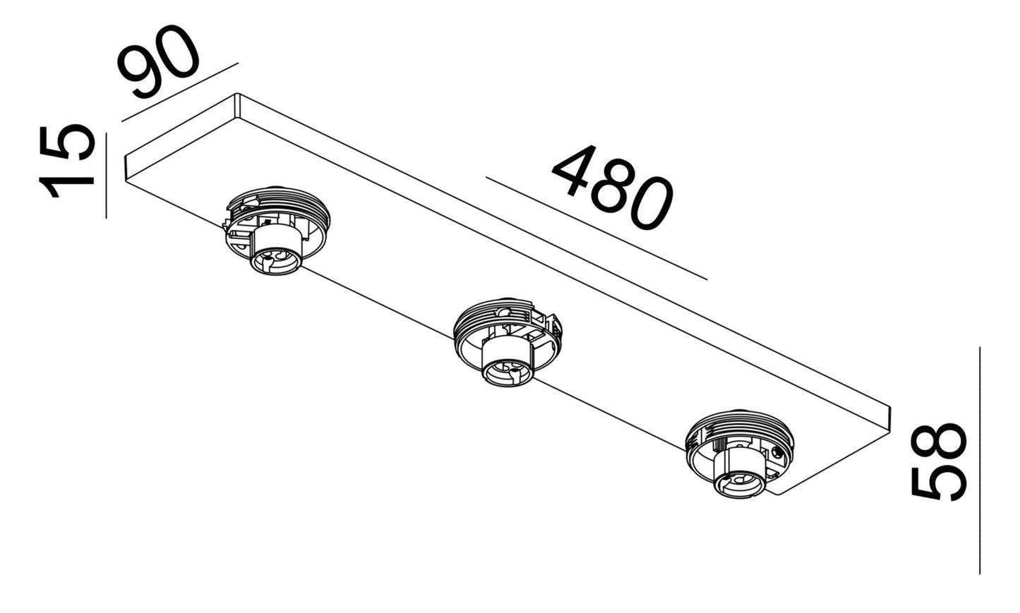 Deko-Light Can Tilt Square Base, 3x 7,5 W GU10, Schwarz