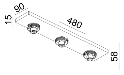 Deko-Light Can Tilt Square Base, 3x 7,5 W GU10, Schwarz