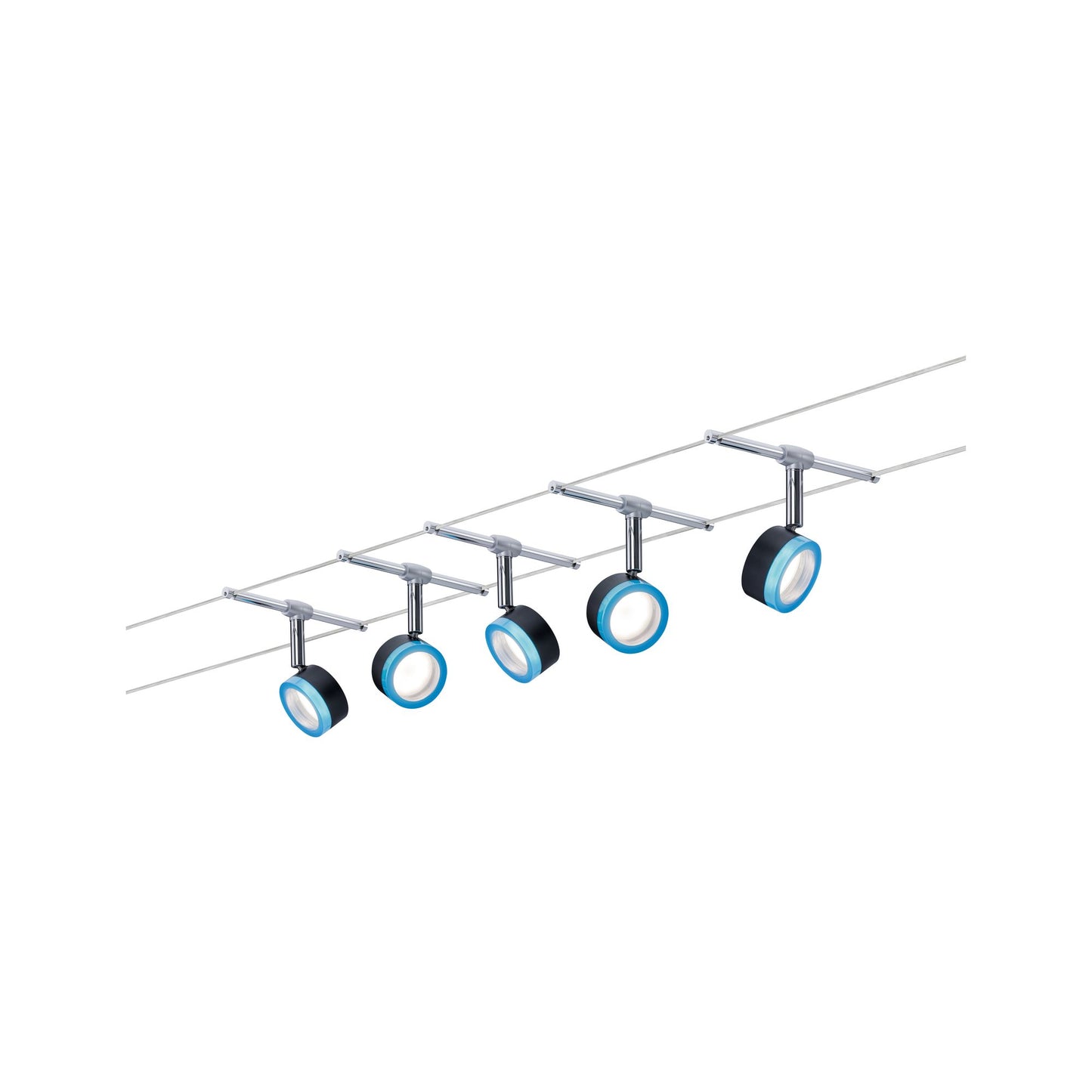 Paulmann Wire System BlueLED 5x4W Schwarz/Blau/ Chrom 230/12V Kunststoff