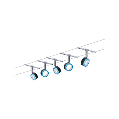 Paulmann Wire System BlueLED 5x4W Schwarz/Blau/ Chrom 230/12V Kunststoff