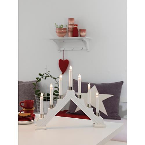 Holzleuchter m.Metalldekoringen 1041-210 weiß