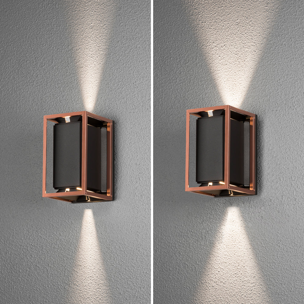Konstsmide Vale Wandl. 2xGU10 schw/kupfer, verstellb. Lichtaustritt