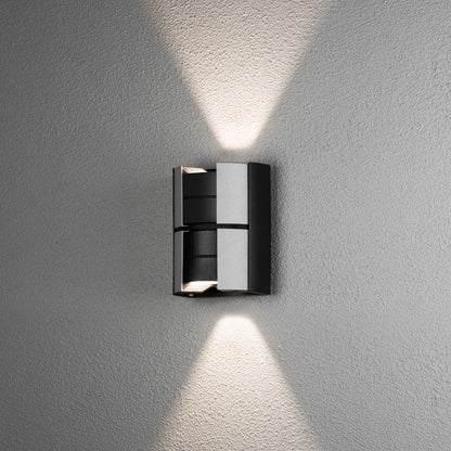 Konstsmide Vidar Wandl. 2x5W LED schw/sil, verstellb.Lichtaustr.,dimmb.