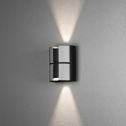 Konstsmide Vidar Wandl. 2x5W LED schw/sil, verstellb.Lichtaustr.,dimmb.