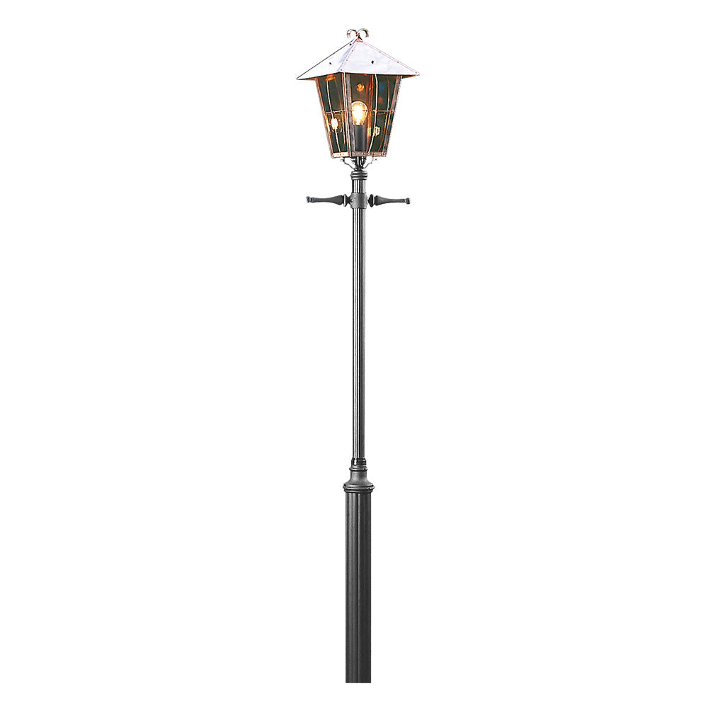 Konstsmide Kandelaber 1flg. Fenix, massives Kupfer, rauchf. Glas