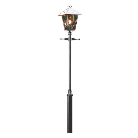 Konstsmide Kandelaber 1flg. Fenix, massives Kupfer, rauchf. Glas