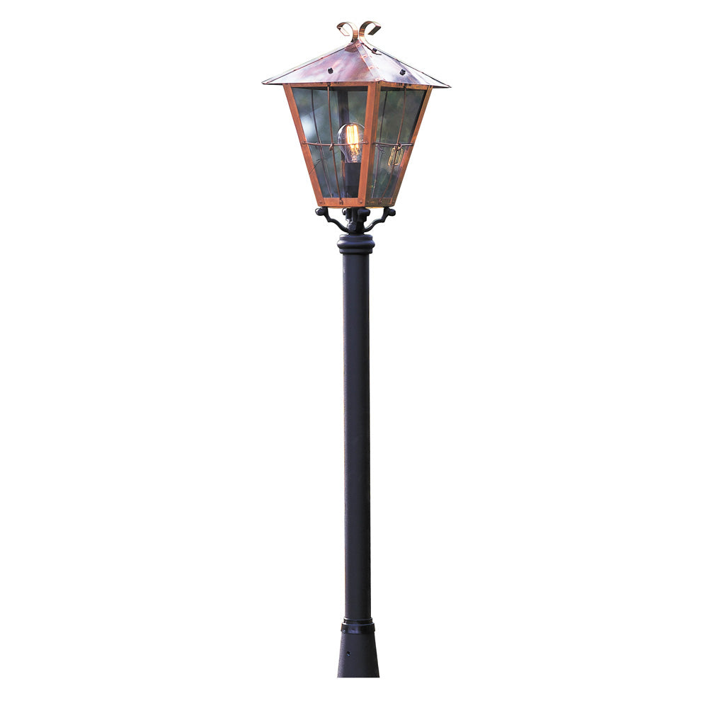 Konstsmide Gartenleuchte Fenix, massives Kupfer, rauchfarbenes Glas