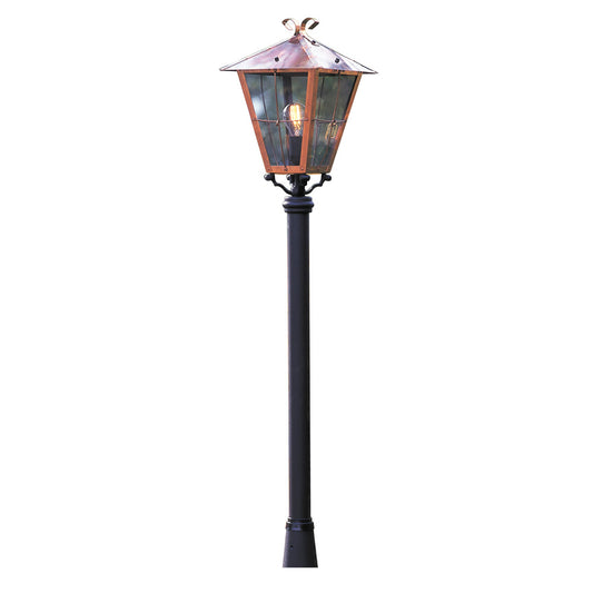 Konstsmide Gartenleuchte Fenix, massives Kupfer, rauchfarbenes Glas