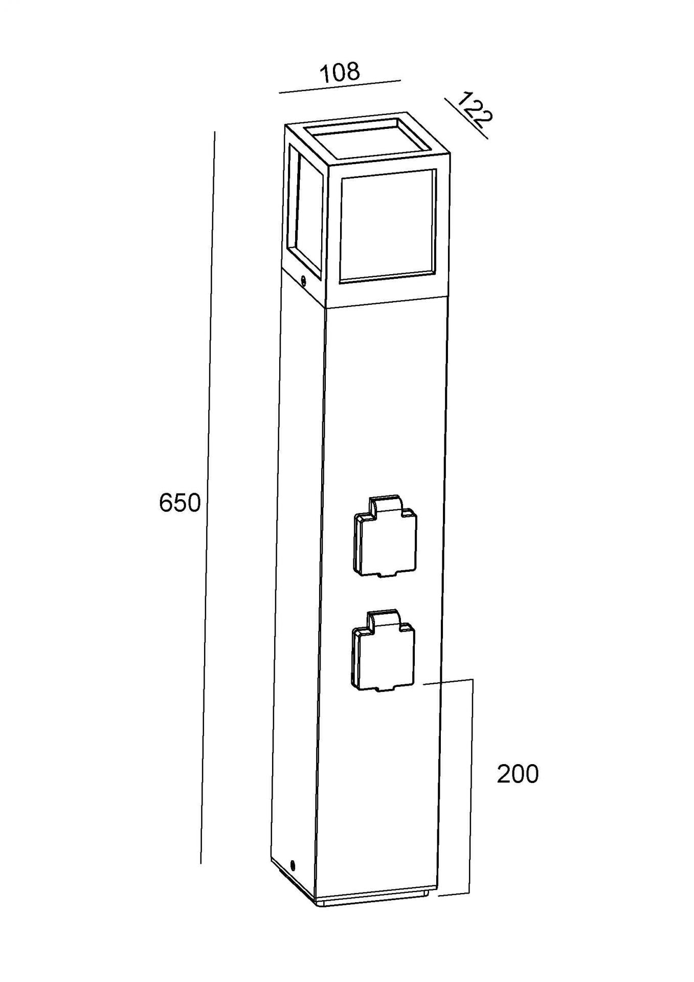 Stehleuchte Facado Socket Dunkelgrau E27 Aluminium IP54 inkl 2 Steckdosen