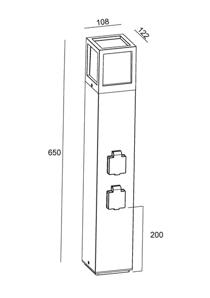 Stehleuchte Facado Socket Dunkelgrau E27 Aluminium IP54 inkl 2 Steckdosen