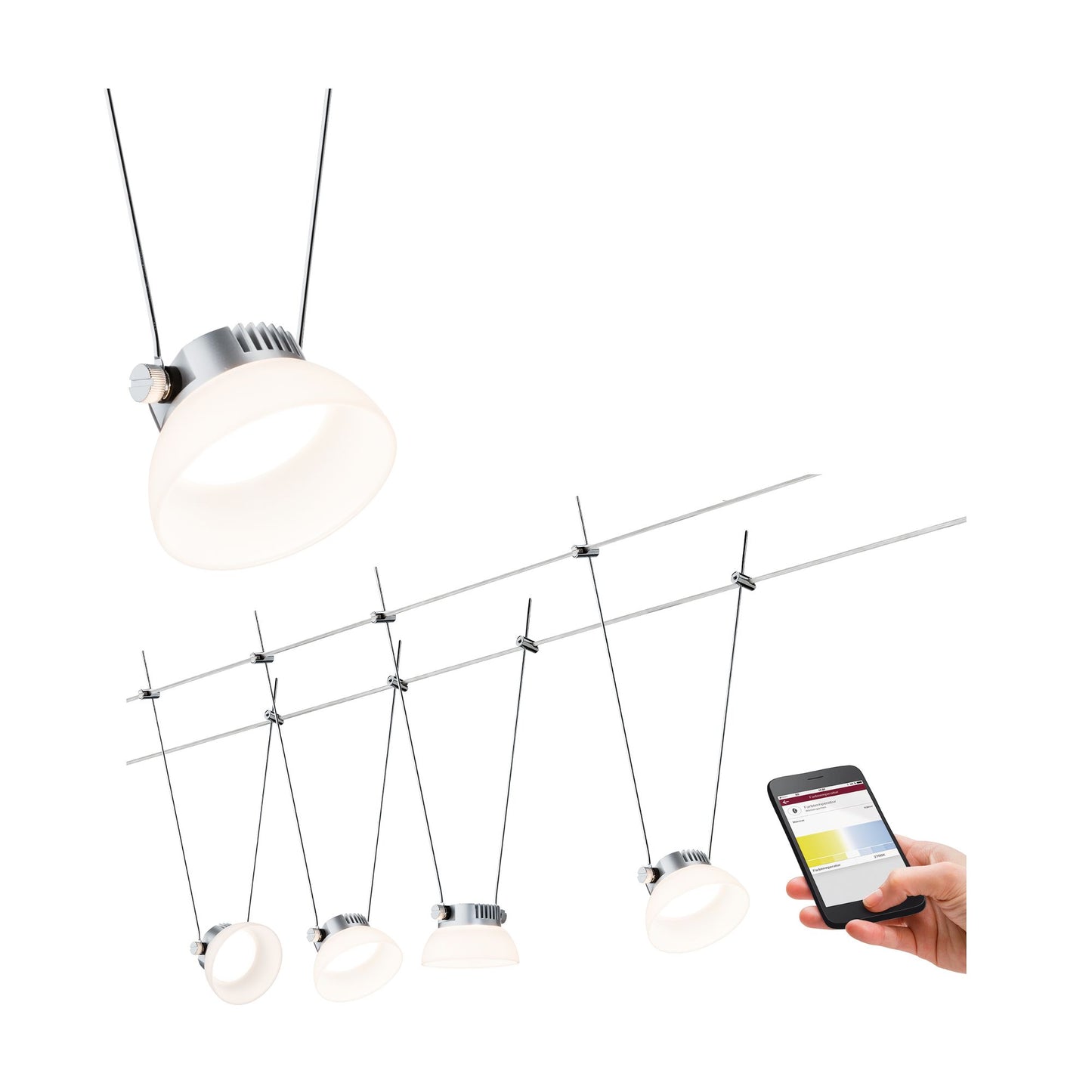 Paulmann SmartHome BLE IceLED Wire System 4x4W Chrom matt/Weiß 230V/12V DC 30VA Metall