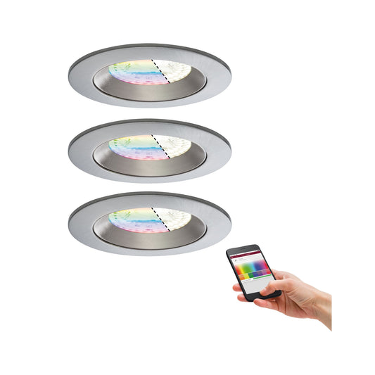 Paulmann SmartHome ZB Lens EBL Set IP44 LED 3x4,8 W RGBW starr 230/24V 36W 80mm Chr m/Alu