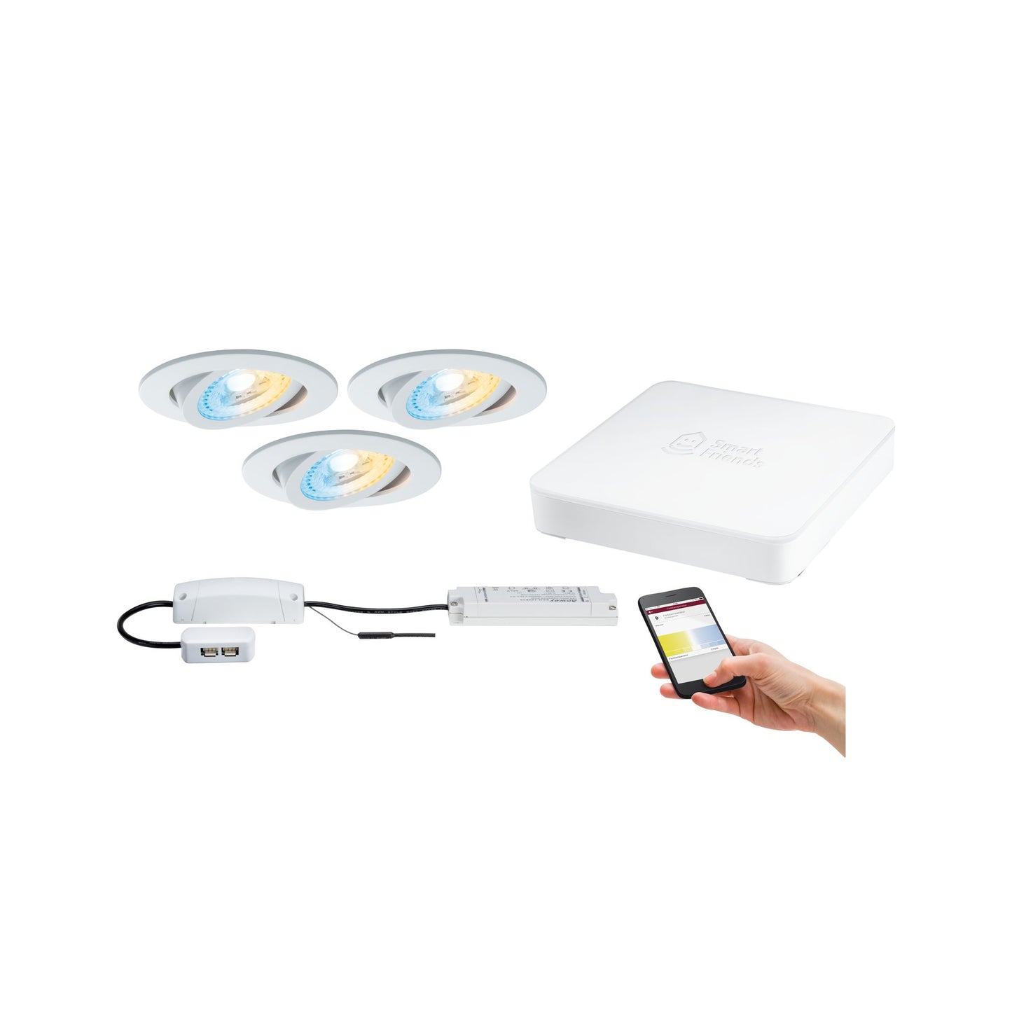 Paulmann SmartHome Starter Set Lens EBL Set LED 3x3,5W TunW mit SmartFriends Box