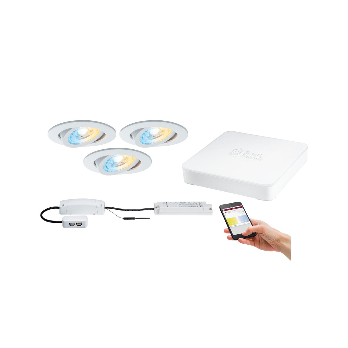 Paulmann SmartHome Starter Set Lens EBL Set LED 3x3,5W TunW mit SmartFriends Box