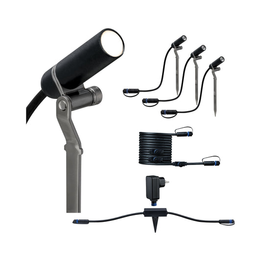 Paulmann Plug & Shine Smart Outdoor-Bundle Plantin 3.000K 3x 2,5 Watt 24V Anthrazit