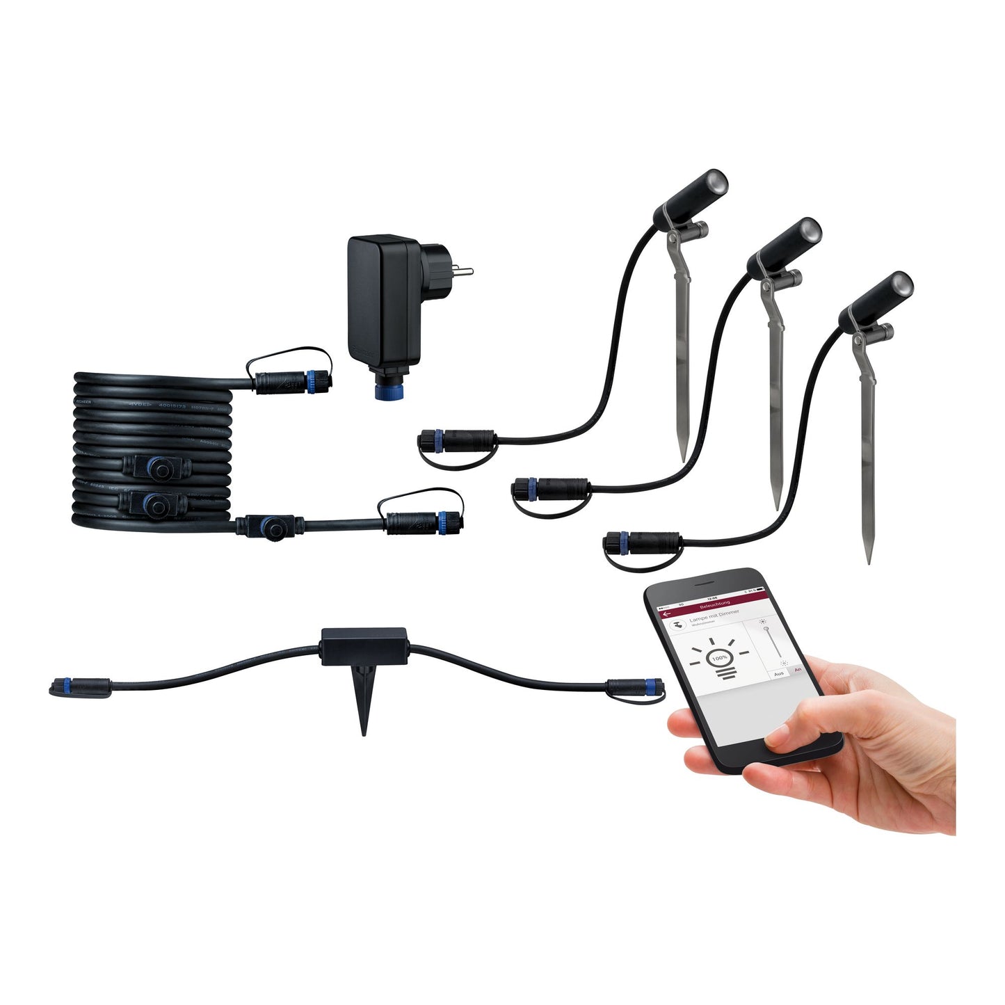 Paulmann Plug & Shine Smart Outdoor-Bundle Plantin 3.000K 3x 2,5 Watt 24V Anthrazit
