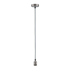 Paulmann Pendel E27 2m Stoffkabel grau Fassung und Baldachin Nickel gebürstet