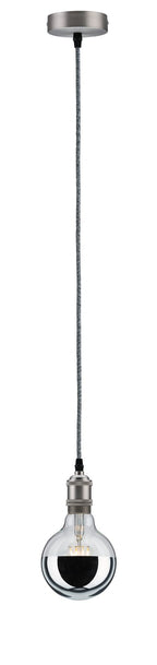 Paulmann Pendel E27 2m Stoffkabel grau Fassung und Baldachin Nickel gebürstet
