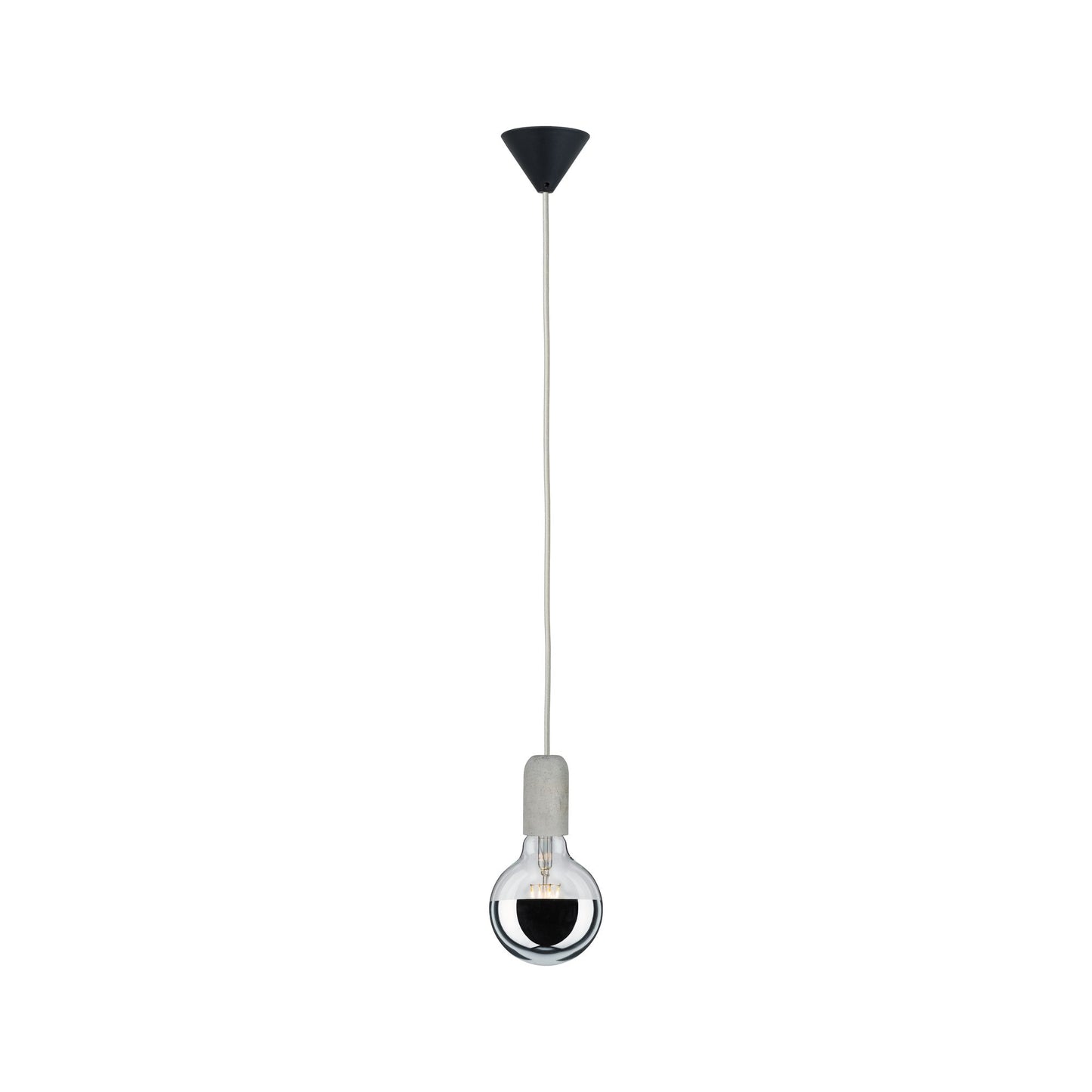 Paulmann Pendel E27 2m Stoffkabel Grau Fassung Beton Baldachin Schwarz