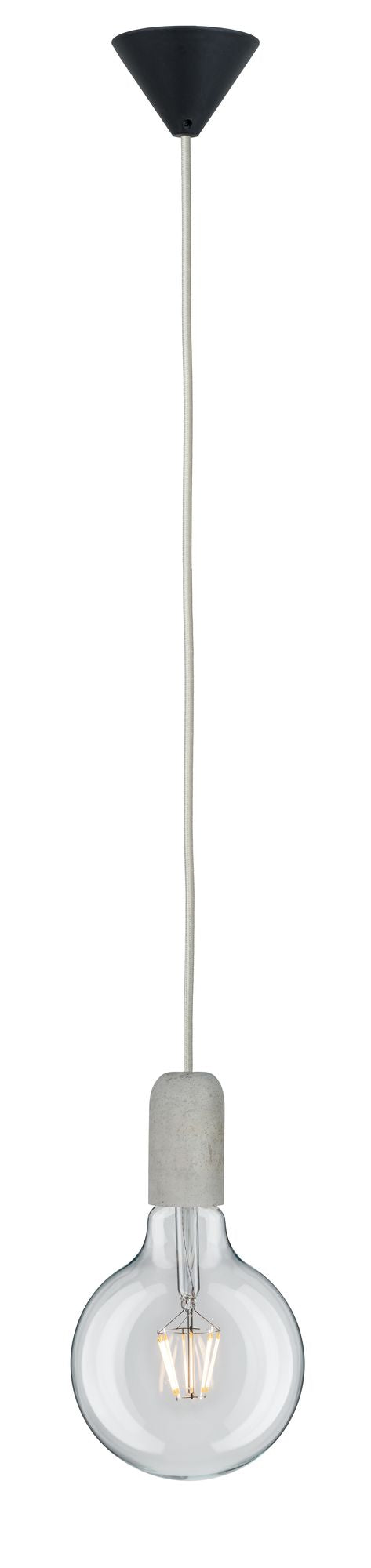 Paulmann Pendel E27 2m Stoffkabel Grau Fassung Beton Baldachin Schwarz