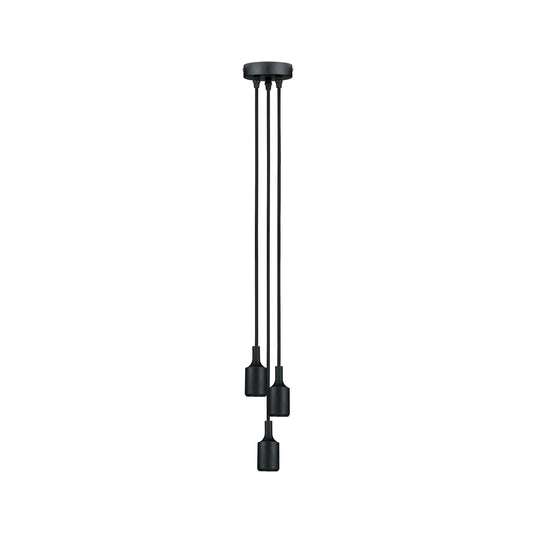 Paulmann Pendel E27 2m Stoffkabel max 3x20W Schwarz 230V Silikon/Metall