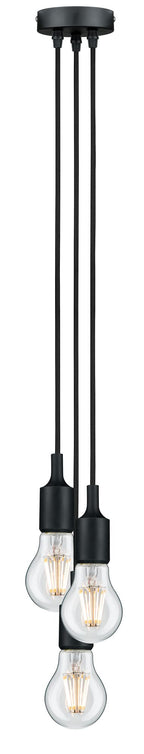 Paulmann Pendel E27 2m Stoffkabel max 3x20W Schwarz 230V Silikon/Metall