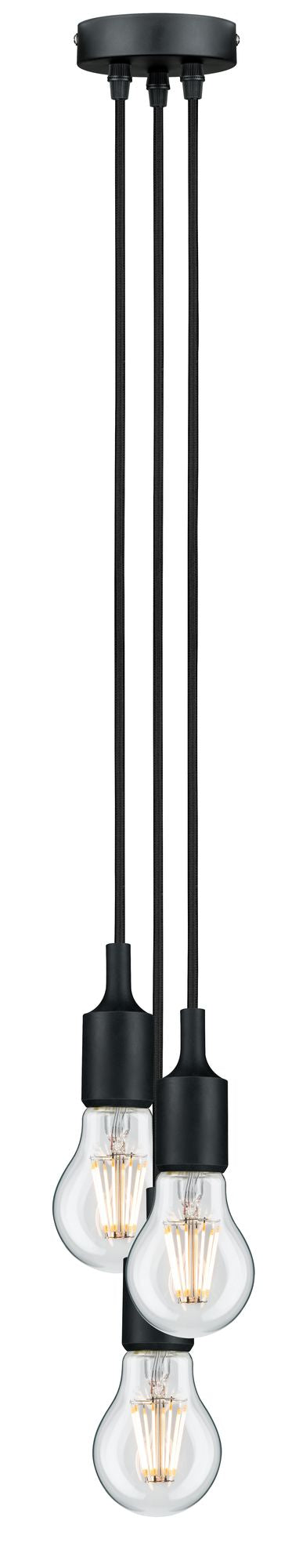 Paulmann Pendel E27 2m Stoffkabel max 3x20W Schwarz 230V Silikon/Metall