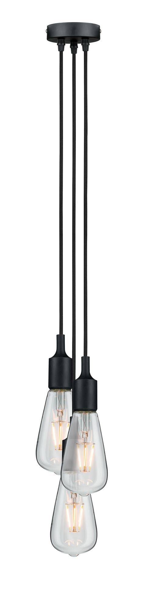 Paulmann Pendel E27 2m Stoffkabel max 3x20W Schwarz 230V Silikon/Metall