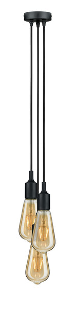 Paulmann Pendel E27 2m Stoffkabel max 3x20W Schwarz 230V Silikon/Metall