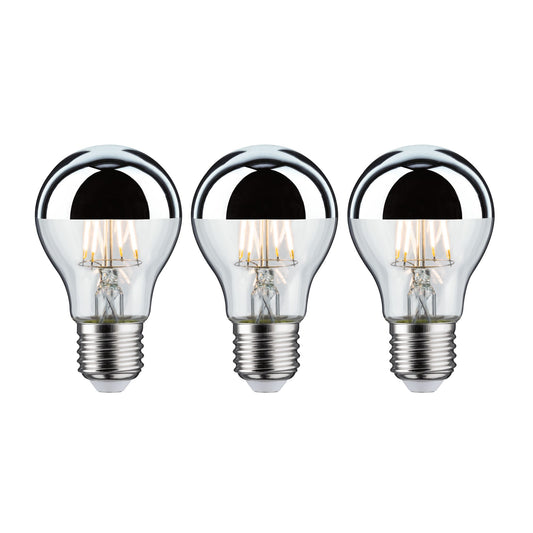 Paulmann Leuchtmittel Bundle 3x LED Allgebrauchslampe Kopfspiegel silber 3x 6,5 Watt