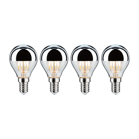 Paulmann Leuchtmittel Bundle 4x LED Tropfen Kopfspiegel silber 4x 4,8 Watt E14 2700K