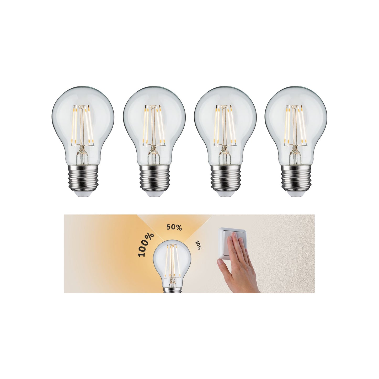 Paulmann Leuchtmittel Bundle 4x LED Allgebrauchslampe klar 4x 7,5 Watt E27 230V