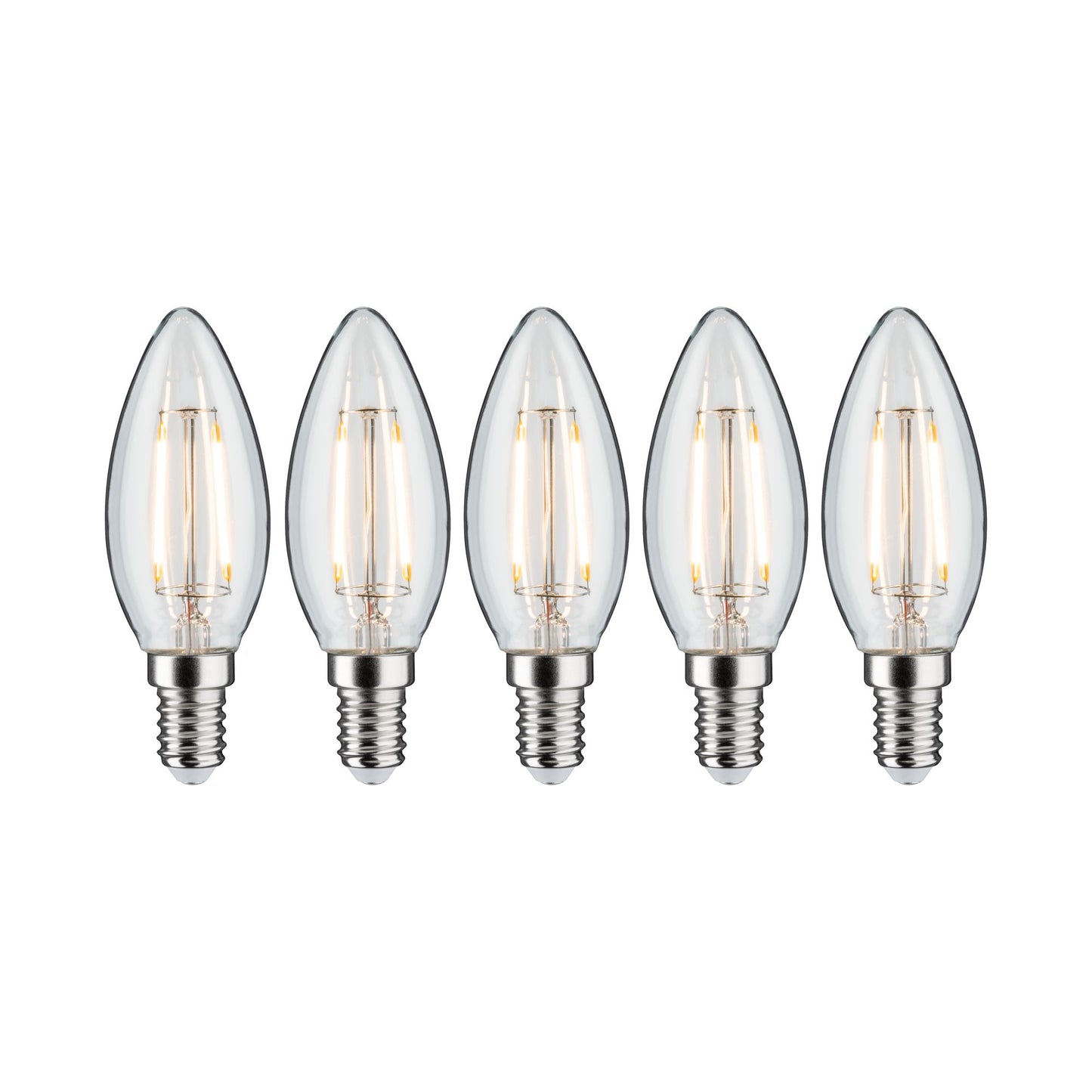 Paulmann Leuchtmittel Bundle 5x LED Filament Kerze klar 5x 2,6 Watt E14 230V 2700K