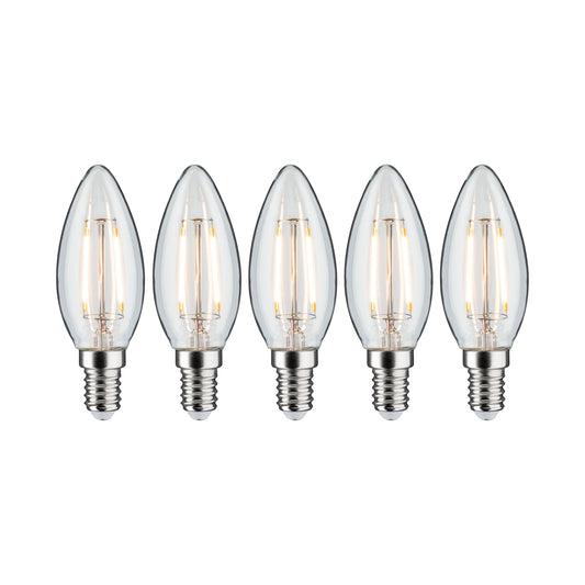 Paulmann Leuchtmittel Bundle 5x LED Filament Kerze klar 5x 2,6 Watt E14 230V 2700K