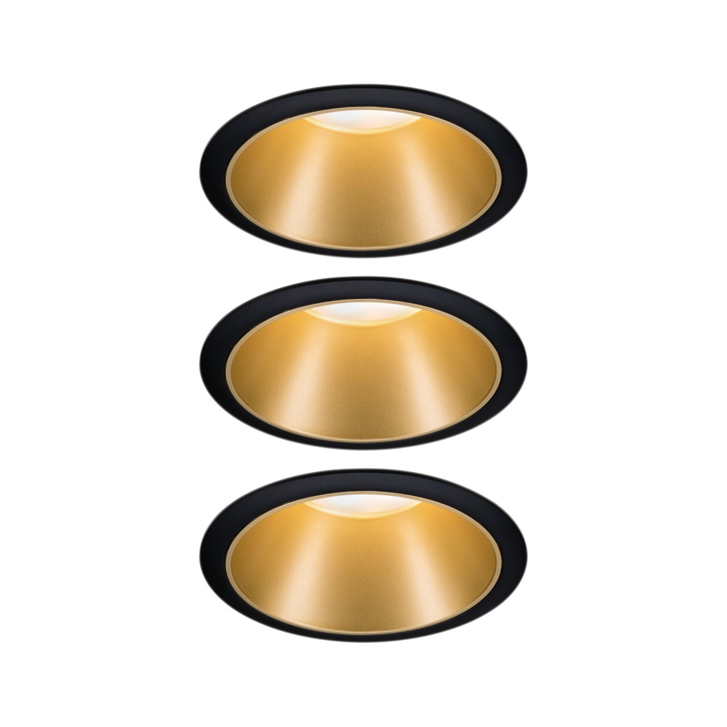 Paulmann Bundle Einbauleuchte Cole Coin 3er-Set 3x6,5W Schwarz/Gold matt 3-Stufen-dimmbar 2700K Warmweiß