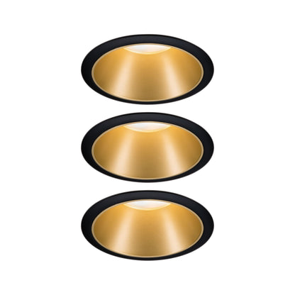 Paulmann Bundle Einbauleuchte Cole Coin 3er-Set 3x6,5W Schwarz/Gold matt 3-Stufen-dimmbar 2700K Warmweiß