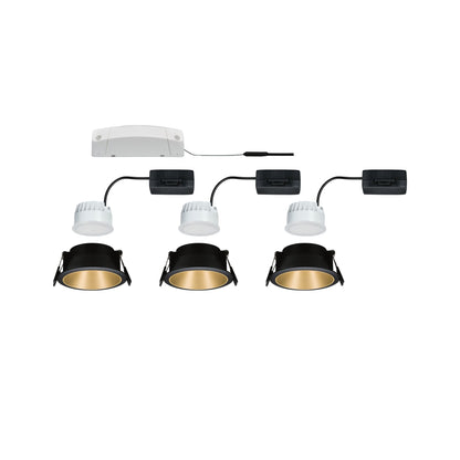 Paulmann Bundle Einbauleuchte Cole Coin 3er-Set 3x6,5W Schwarz/Gold matt 3-Stufen-dimmbar 2700K Warmweiß