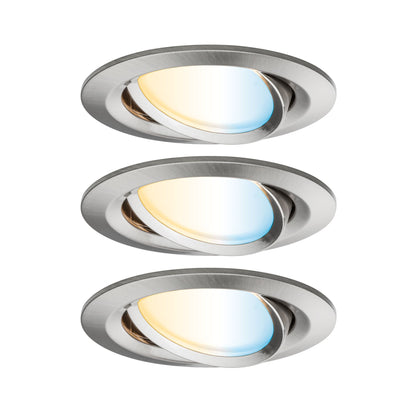 Paulmann Bundle Smart Home Zigbee LED Einbauleuchten-Set Nova Plus 3er-Set 3x6W Tunable White Eisen gebürstet