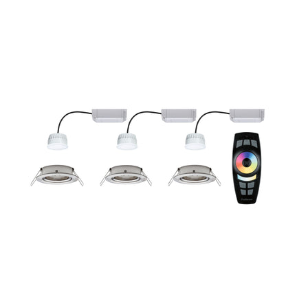 Paulmann Bundle Smart Home Zigbee LED Einbauleuchten-Set Nova Plus 3er-Set 3x6W Tunable White Eisen gebürstet
