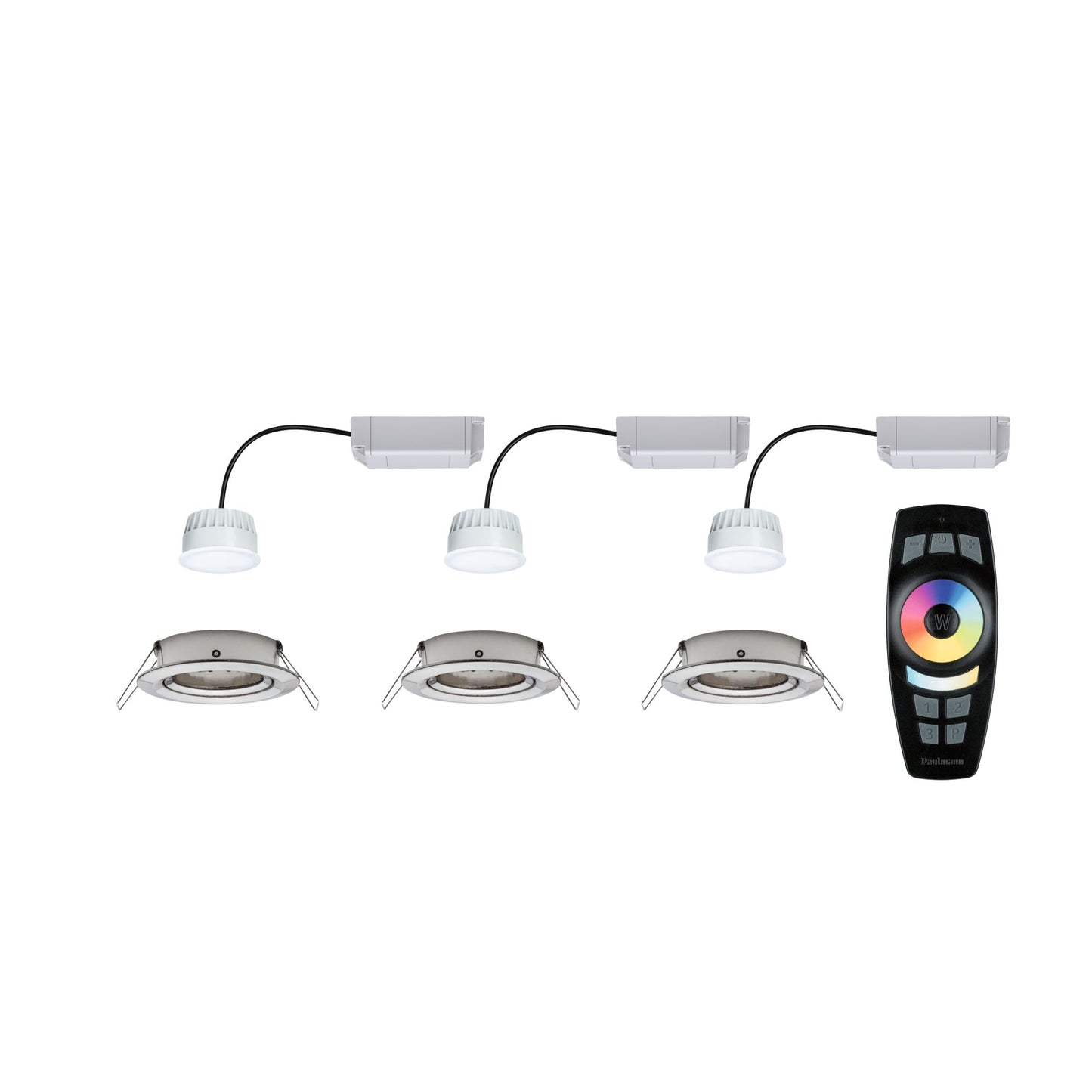 Paulmann Bundle Smart Home Zigbee LED Einbauleuchten-Set Nova Plus 3er-Set 3x6W RGBW Eisen gebürstet