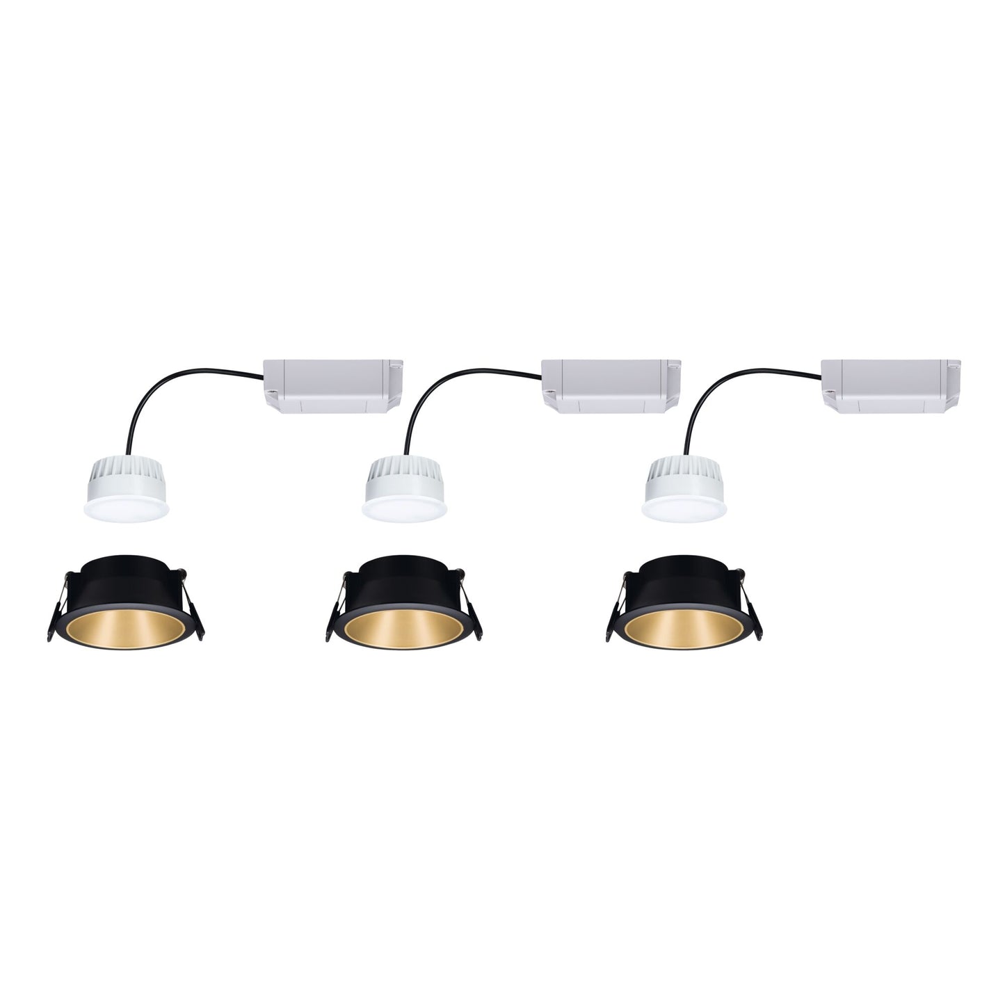 Paulmann Bundle Einbauleuchte Cole 3x6,5W Schwarz/Gold matt 3-Stufen-dimmbar 2700K Warmweiß