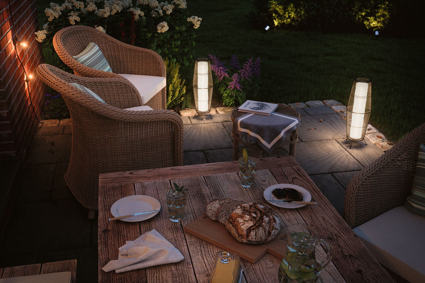 Paulmann Bundle Plug & Shine LED Lichtobjekt Basket IP44 3000K 7,8W Braun