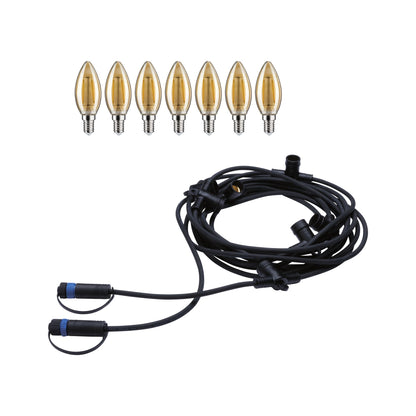 Paulmann Bundle Plug & Shine LED Lichterkette Classic IP44 1900K 7x2W Schwarz
