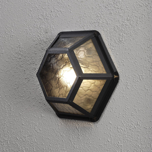 Konstsmide Wand-u. Deckenleuchte Castor, schwarz, gelbliches Acrylgl.