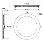 Deko-Light Downlight / Deckeneinbaustrahler Panel 16 24V 16W 3000K 380lm ws