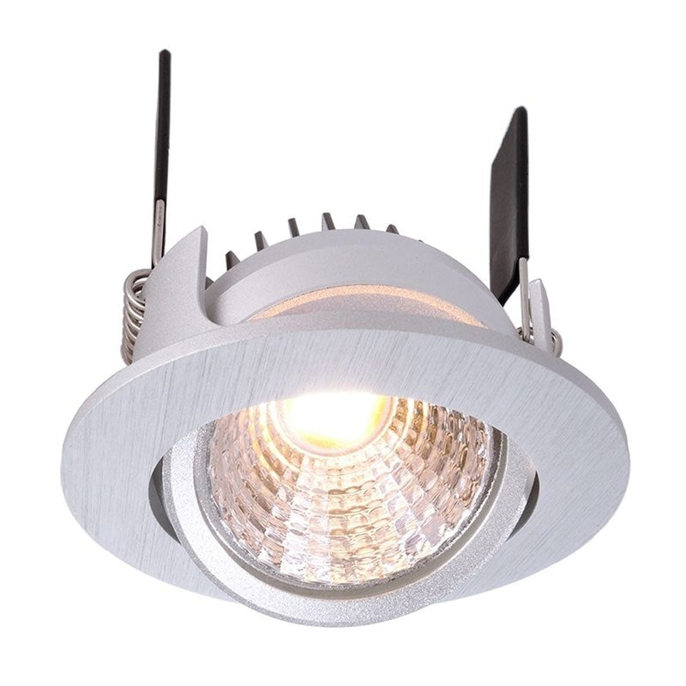 Deko-Light COB-68-350mA-2700K-rund-flach 5W silberfarben gebürstet